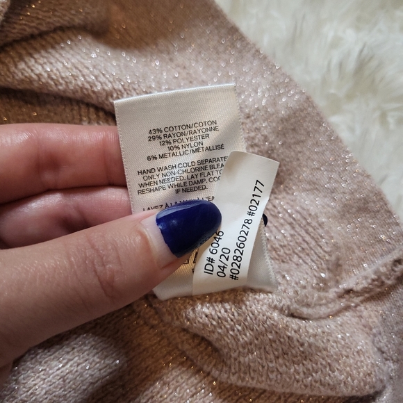 *SOLD* Express Blush Pink Metallic Shimmery Exposed Back Zipper Glam Sweater - Picture 9 of 11